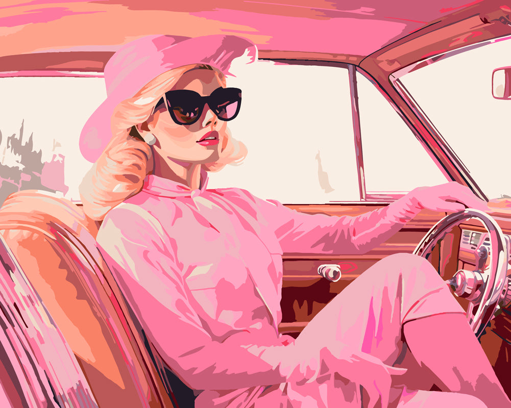 Diva nella sua Macchina Rosa Figured'Art