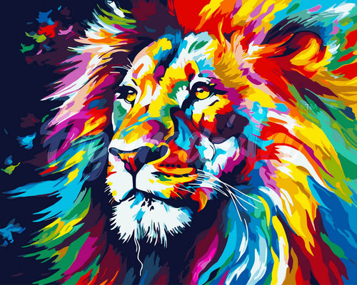 Dipingere con i numeri Leone Astratto Colorato Figured'Art