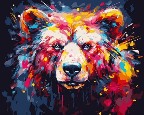 Dipingere con i numeri Orso Astratto Colorato Figured'Art