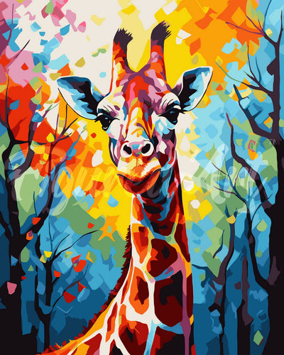 Dipingere con i numeri Giraffa Astratta Colorata Figured'Art