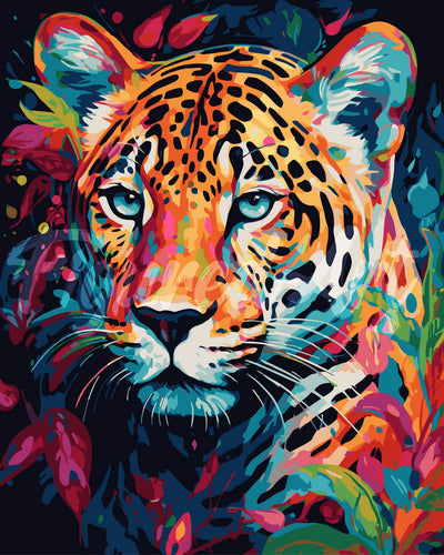 Dipingere con i numeri Leopardo Astratto Colorato Figured'Art