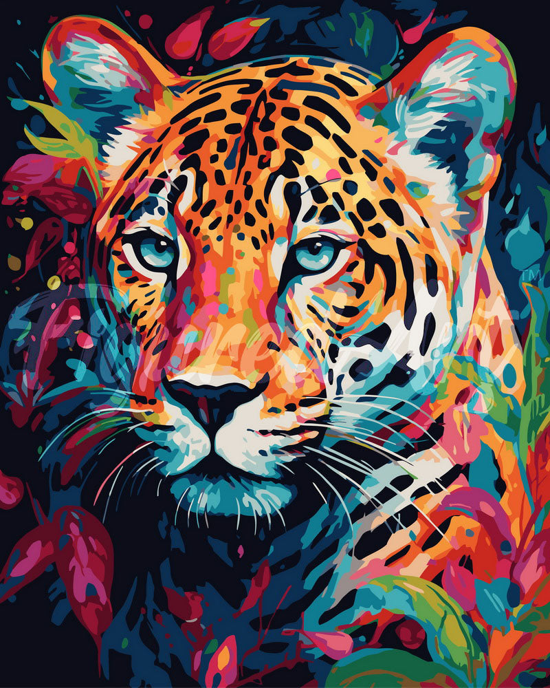 Dipingere con i numeri Leopardo Astratto Colorato Figured'Art