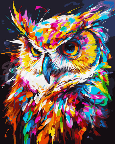 Dipingere con i numeri Gufo Astratto Colorato Figured'Art