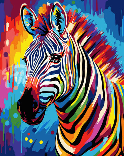 Dipingere con i numeri Zebra Astratta Colorata Figured'Art