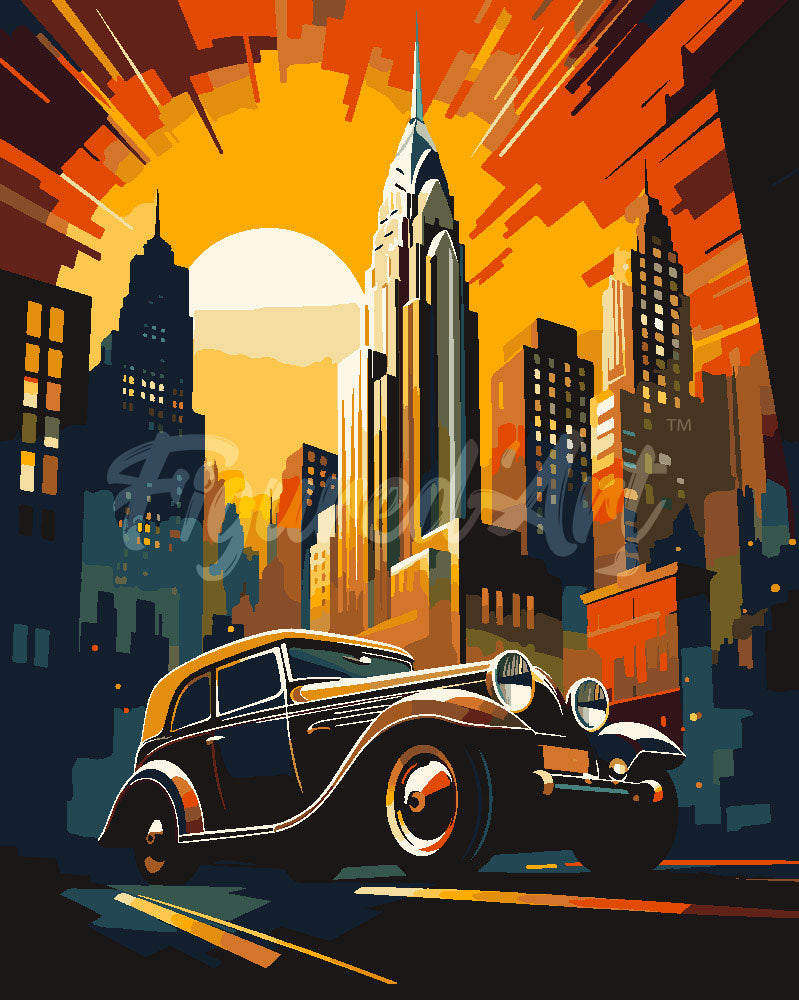 Dipingere con i numeri - Auto in New York Art Deco Figured'Art