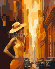 Carica l&#39;immagine nel visualizzatore di Gallery, Dipingere con i numeri - Donna in città Art Deco Figured&#39;Art