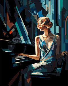Dipingere con i numeri - Donna al Piano Art Deco Figured'Art