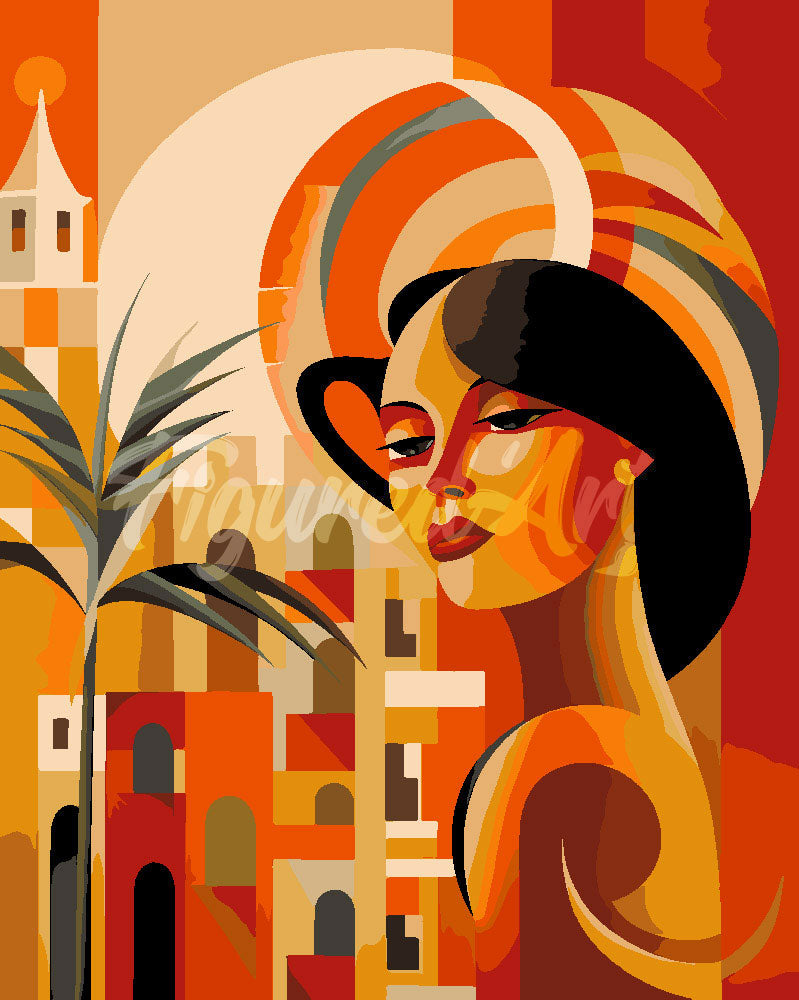 Dipingere con i numeri - Donna a Cuba Art Deco Figured'Art