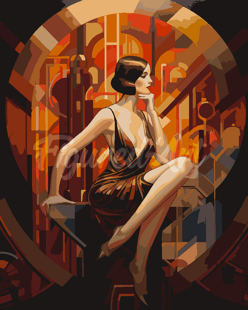 Dipingere con i numeri - Donna seduta Art Deco Figured'Art