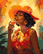 Carica l&#39;immagine nel visualizzatore di Gallery, Dipingere con i numeri - Donna con bicchiere Art Deco Figured&#39;Art