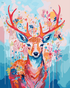 Dipingere con i numeri - Cervo Colorato in Fiore Figured'Art