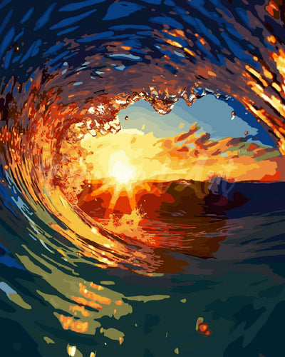 Dipingere con i numeri - L'Onda e il Tramonto Figured'Art