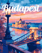 Carica l&#39;immagine nel visualizzatore di Gallery, Dipingere con i numeri - Poster di Viaggio a Budapest al Tramonto Figured&#39;Art
