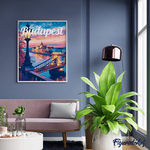 Dipingere con i numeri - Poster di Viaggio a Budapest al Tramonto