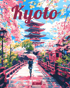 Dipingere con i numeri - Poster di Viaggio a Kyoto in Primavera Figured'Art
