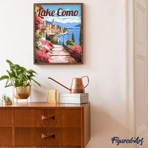Dipingere con i numeri - Poster di Viaggio sul Lago di Como in Primavera