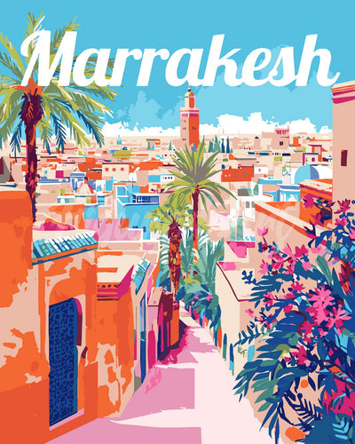 Dipingere con i numeri - Poster di Viaggio a Marrakech Marocco Figured'Art