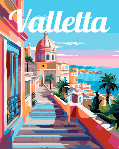 Dipingere con i numeri - Poster di Viaggio a La Valletta Malta Figured'Art