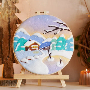 Needle Felting Casa di campagna sotto la neve