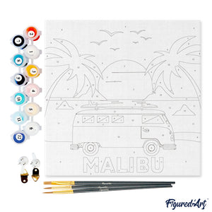 Mini Kit da Dipingere con i Numeri 20x20cm con cornice Malibu