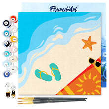 Carica l&#39;immagine nel visualizzatore di Gallery, Mini Kit da Dipingere con i Numeri 20x20cm con cornice In spiaggia