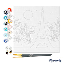 Carica l&#39;immagine nel visualizzatore di Gallery, Mini Kit da Dipingere con i Numeri 20x20cm con cornice Il sole su Parigi