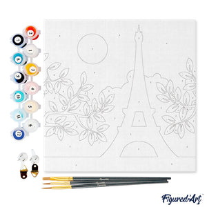 Mini Kit da Dipingere con i Numeri 20x20cm con cornice Il sole su Parigi