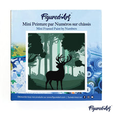 Carica l&#39;immagine nel visualizzatore di Gallery, Mini Kit da Dipingere con i Numeri 20x20cm con cornice Cervo in ascolto della foresta