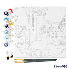 Carica l&#39;immagine nel visualizzatore di Gallery, Mini Kit da Dipingere con i Numeri 20x20cm con cornice Cervo in ascolto della foresta