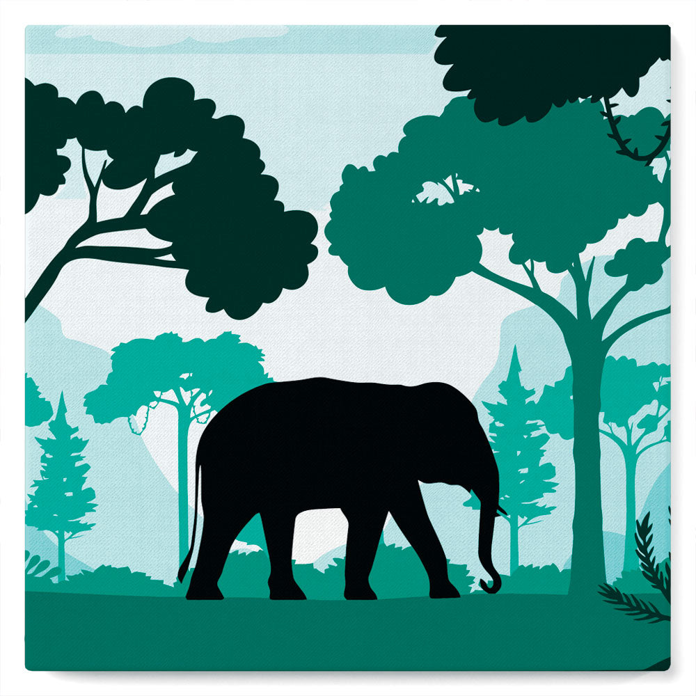 Mini Kit da Dipingere con i Numeri 20x20cm con cornice Elefante nella foresta verde