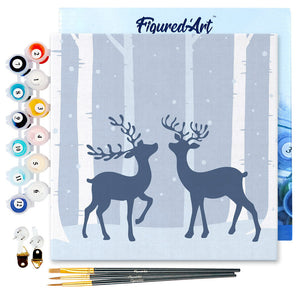 Mini Kit da Dipingere con i Numeri 20x20cm con cornice Incontro di cerbiatti