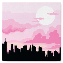 Carica l&#39;immagine nel visualizzatore di Gallery, Mini Kit da Dipingere con i Numeri 20x20cm con cornice New York sotto un cielo rosa