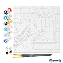Carica l&#39;immagine nel visualizzatore di Gallery, Mini Kit da Dipingere con i Numeri 20x20cm con cornice Ragazza con foulard
