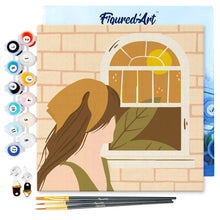 Carica l&#39;immagine nel visualizzatore di Gallery, Mini Kit da Dipingere con i Numeri 20x20cm con cornice Ragazza con foulard