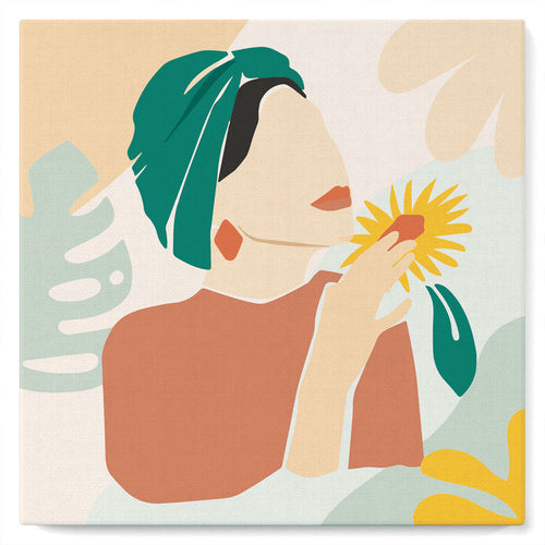 Mini Kit da Dipingere con i Numeri 20x20cm con cornice Donna con turbante verde