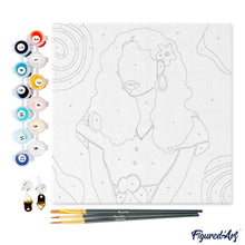 Carica l&#39;immagine nel visualizzatore di Gallery, Mini Kit da Dipingere con i Numeri 20x20cm con cornice Fiore tra i capelli