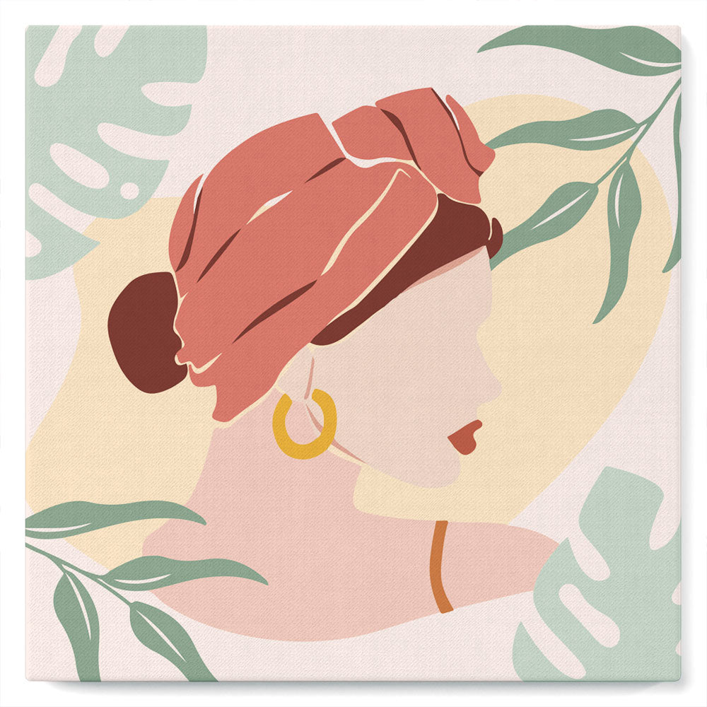 Mini Kit da Dipingere con i Numeri 20x20cm con cornice Donna con turbante rosso