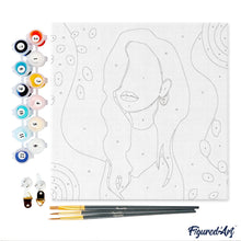 Carica l&#39;immagine nel visualizzatore di Gallery, Mini Kit da Dipingere con i Numeri 20x20cm con cornice Donna pensierosa