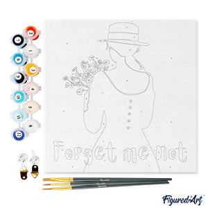 Mini Kit da Dipingere con i Numeri 20x20cm con cornice Non ti scordar di mé