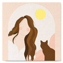 Carica l&#39;immagine nel visualizzatore di Gallery, Mini Kit da Dipingere con i Numeri 20x20cm con cornice Donna e il suo gatto