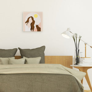 Mini Kit da Dipingere con i Numeri 20x20cm con cornice Donna e il suo gatto