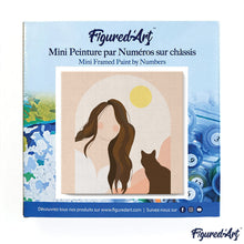 Carica l&#39;immagine nel visualizzatore di Gallery, Mini Kit da Dipingere con i Numeri 20x20cm con cornice Donna e il suo gatto