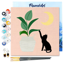 Carica l&#39;immagine nel visualizzatore di Gallery, Mini Kit da Dipingere con i Numeri 20x20cm con cornice Micietto sotto la luna