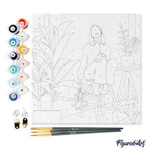 Mini Kit da Dipingere con i Numeri 20x20cm con cornice Fra le sue piante