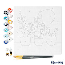 Carica l&#39;immagine nel visualizzatore di Gallery, Mini Kit da Dipingere con i Numeri 20x20cm con cornice Succulente