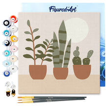 Carica l&#39;immagine nel visualizzatore di Gallery, Mini Kit da Dipingere con i Numeri 20x20cm con cornice Succulente