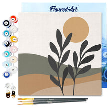 Carica l&#39;immagine nel visualizzatore di Gallery, Mini Kit da Dipingere con i Numeri 20x20cm con cornice Paesaggio e pianta