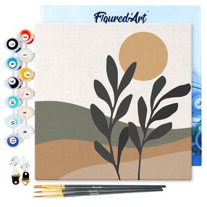 Mini Kit da Dipingere con i Numeri 20x20cm con cornice Paesaggio e pianta