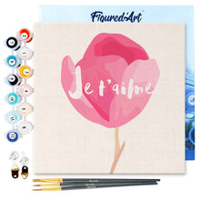 Carica l&#39;immagine nel visualizzatore di Gallery, Mini Kit da Dipingere con i Numeri 20x20cm con cornice Je T&#39;aime