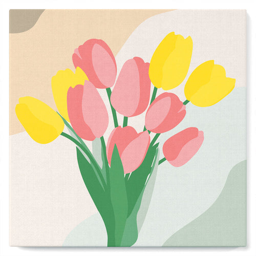 Mini Kit da Dipingere con i Numeri 20x20cm con cornice Bouquet di tulipani